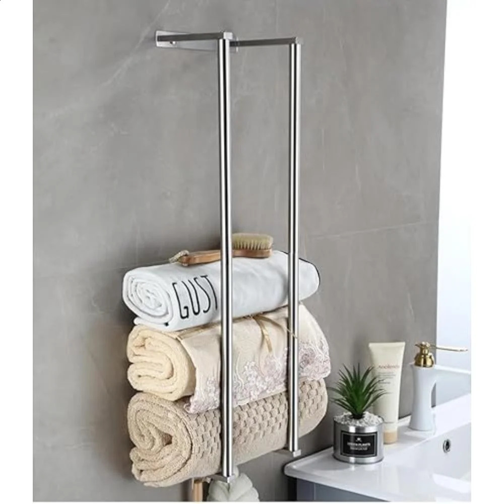 Bathroom towel rack for rolling towels wall mounted towel storage rack stainless steel towel storage rack for bathroom organization 240913
