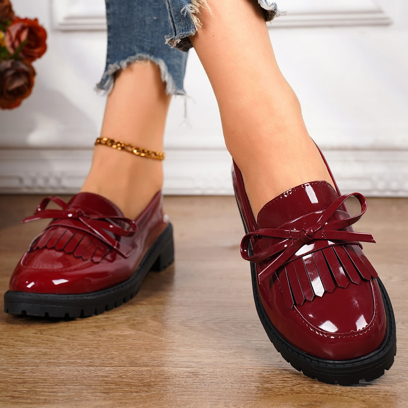 Womens Summer Platform Shoes British Tassel Leisure Apartment Mary Jane Shoes Womens Walking Shoes Zapatos De Mujer 240914