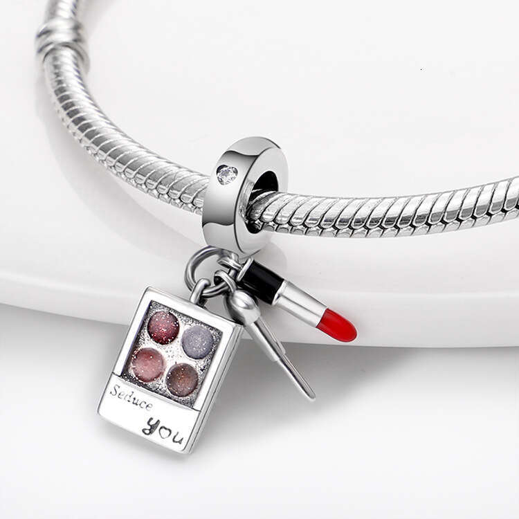 925 Sterling silver Hot goddess series perfume lipstick high-heeled shoes bag hanging beads Charms Valentine's Day birthday gift for women DIY br