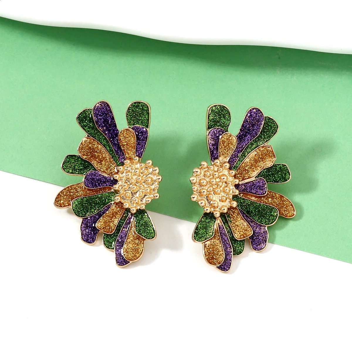 Fashion Carnival Purple Flower Dangle Earrings for Women Simple and Gorgeous Jewelry Party Accessories Wholesale 240914