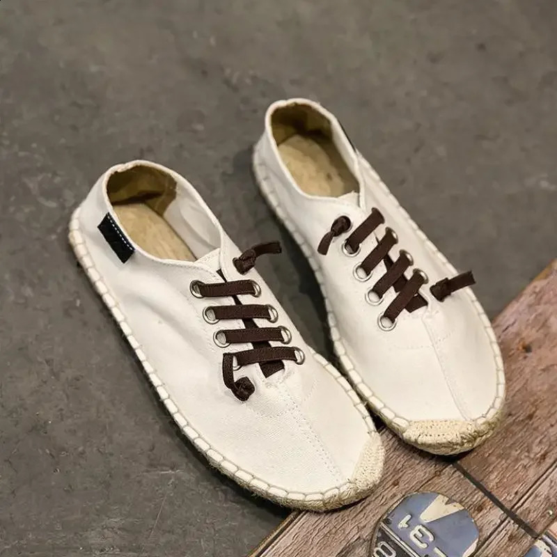 Shoes Men Hemp Fisherman Breathable Espadrilles Flats Solid Moccasins Casual Shoes Men Zapatos De Hombre 240911