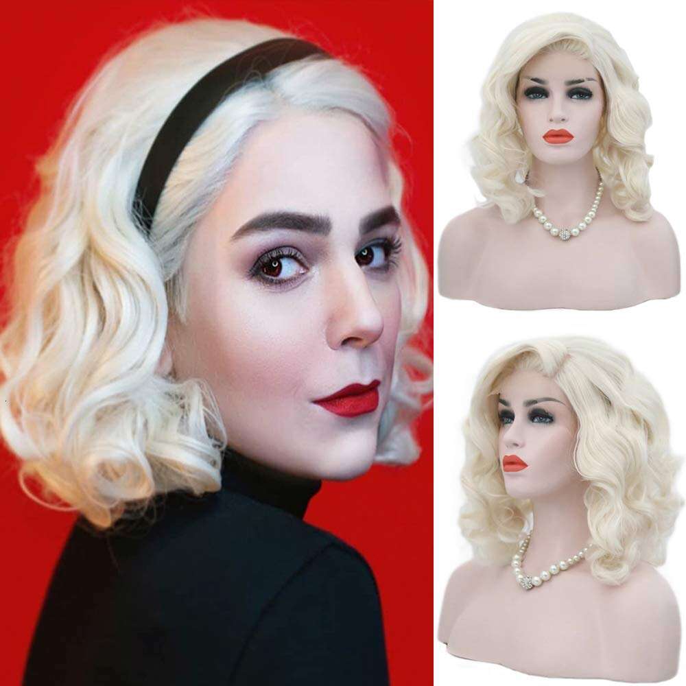 AIMEYA Blonde Bob For Women Short Body Wave Synthetic Lace Front Heat Resistant Hair Daily Use Cosplay Wig
