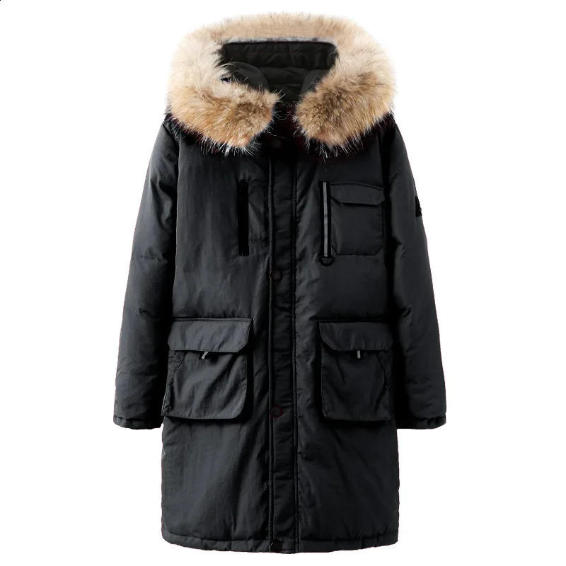 Fashion High Quality Men Long Down Jacket Super Large Fur Collar Thick X-long Loose Casual Plus Size M-10XL 11XL 12XL 13XL 240909