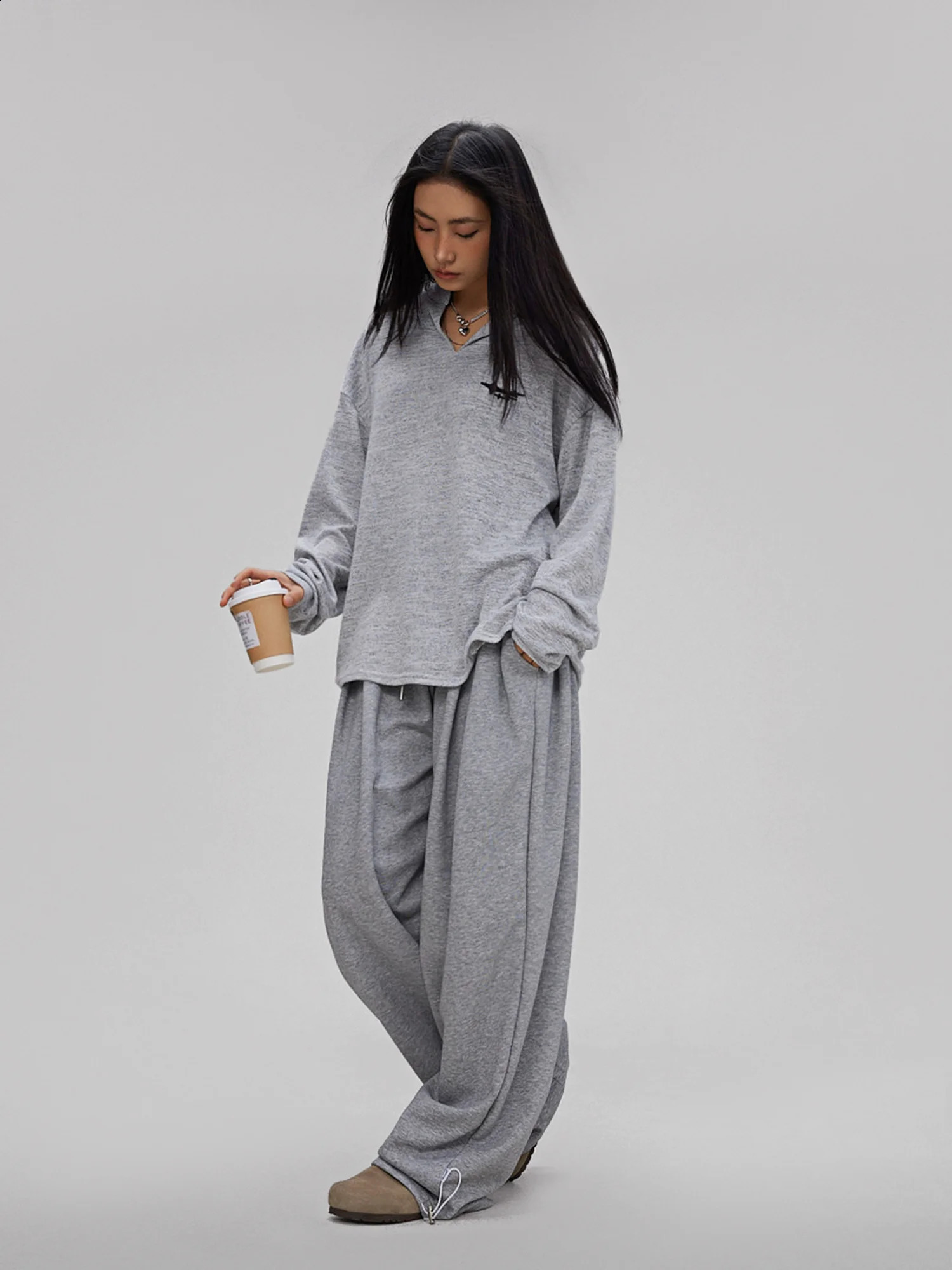 CBXLAB Street Dance Womens Grey Hip Hop Loose Flow Solid Color Sports Pants 240913