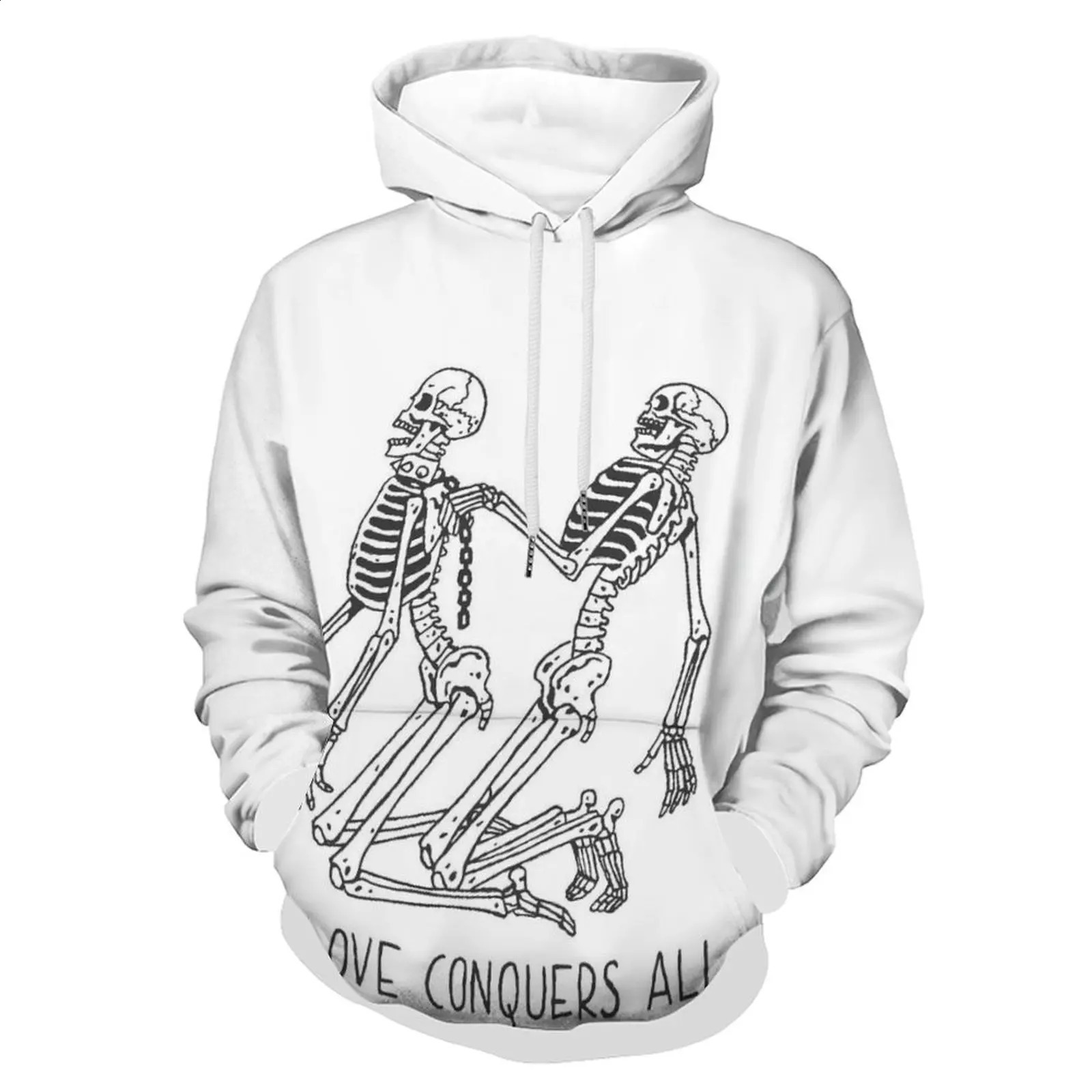 Autumn/Winter Mens/Womens Solid Color Hoodie Simple Casual Loose American Trend Punk Style Simple Skull Print Hoodie 240911