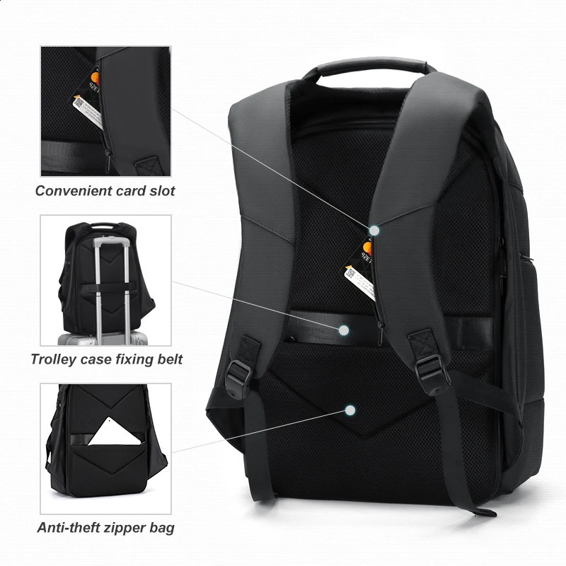 Fenruien Waterproof Backpacks USB Charging School Bag Anti-theft Men Backpack Fit 15.6 Inch Laptop Travel Backpack High Capacity 240913