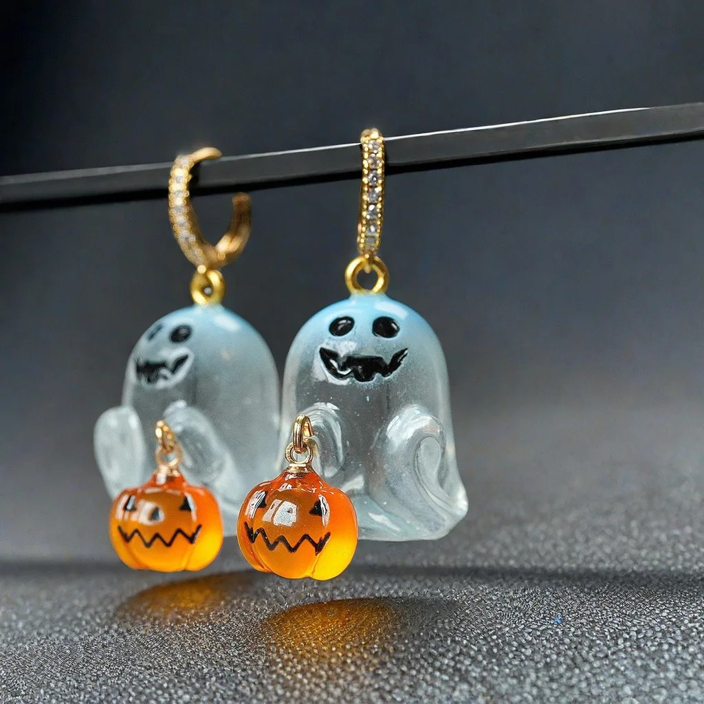 Ghost and Pumpkin Halloween Dangle Earring For Women 240914