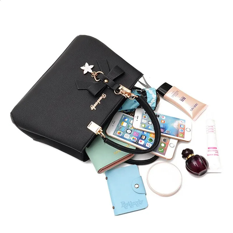Fashion Solid Color With Bow One Shoulder Bag Portable Bandolera Casual Satchel Large Capacity Crossbody Handbag For Women 240914