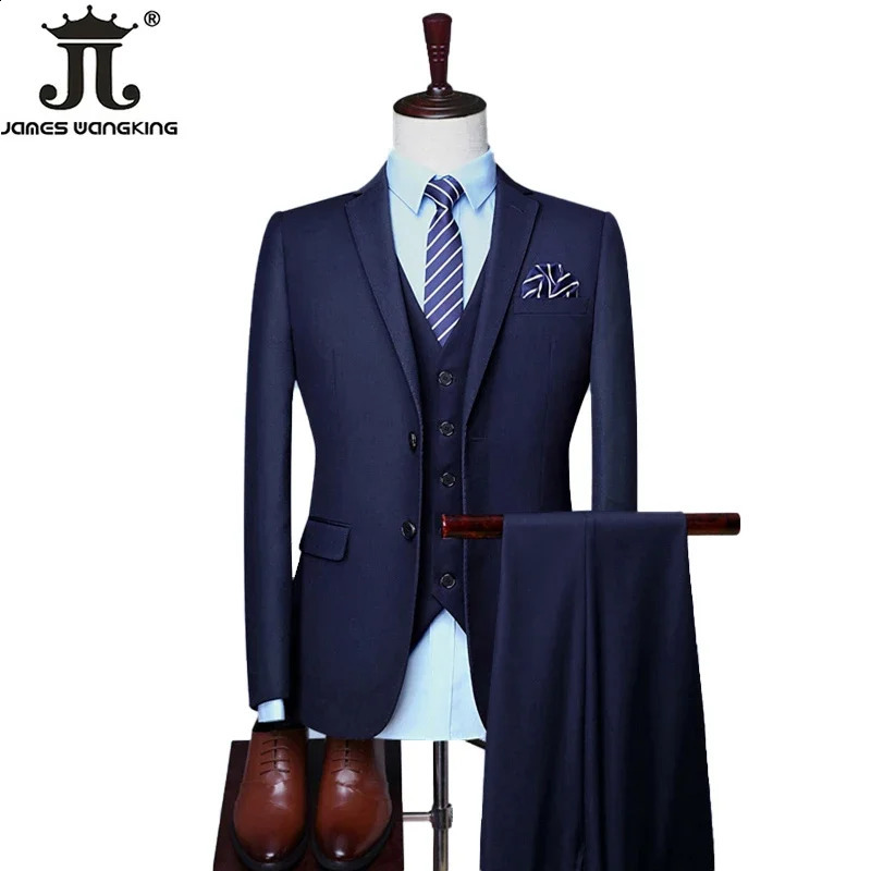 S-6XL Blazer Vest Pants High-end Solid Color Formal Business Office Suit Three-piece Set Groom Wedding Show Dress Party 250214