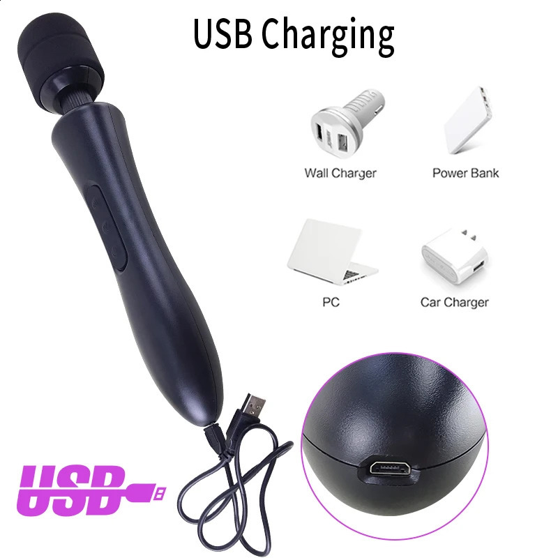 Powerful Magic Wand Vibrator for Women Big AV Body Massager G Spot Clitoris Stimulator USB Charging Adult Sex Toy 240914