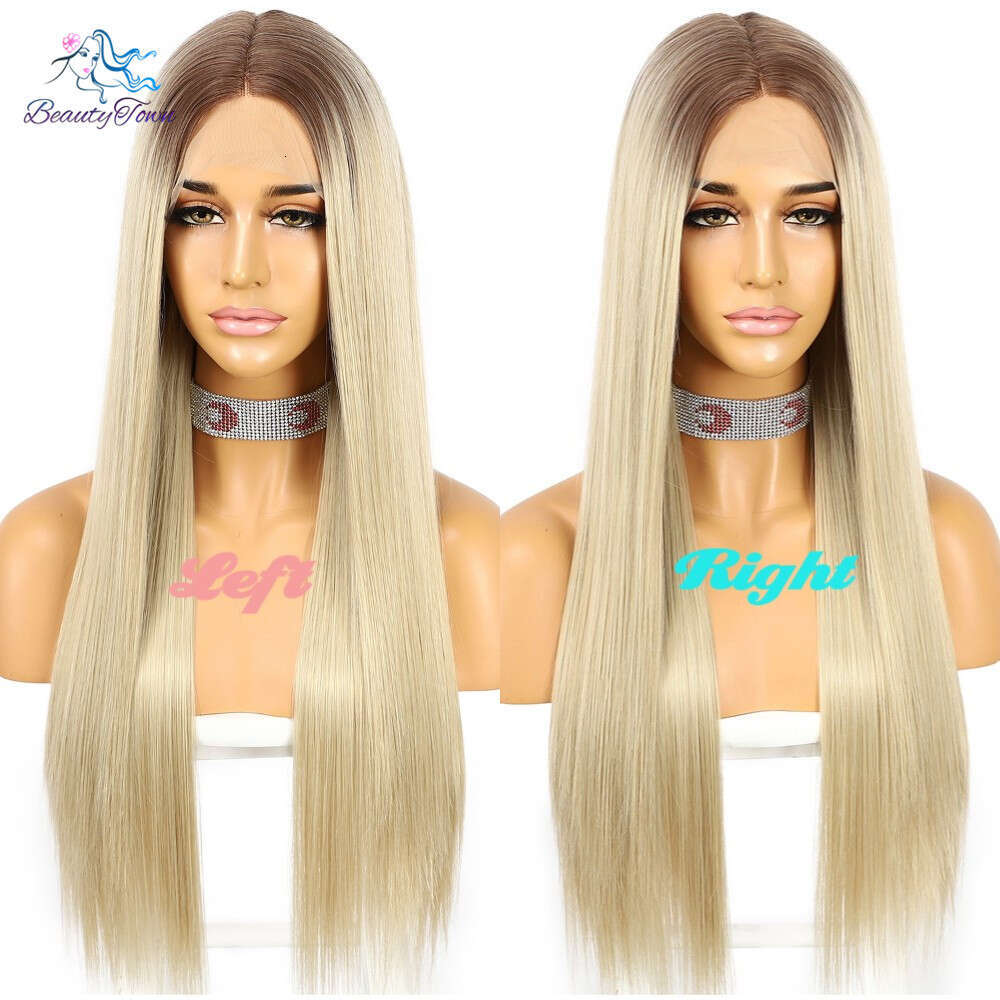 Blonde 13X3 Synthetic Front For Women Daily Makeup Cosplay Party Bone Straight HD Lace Frontal Wig 28Inch