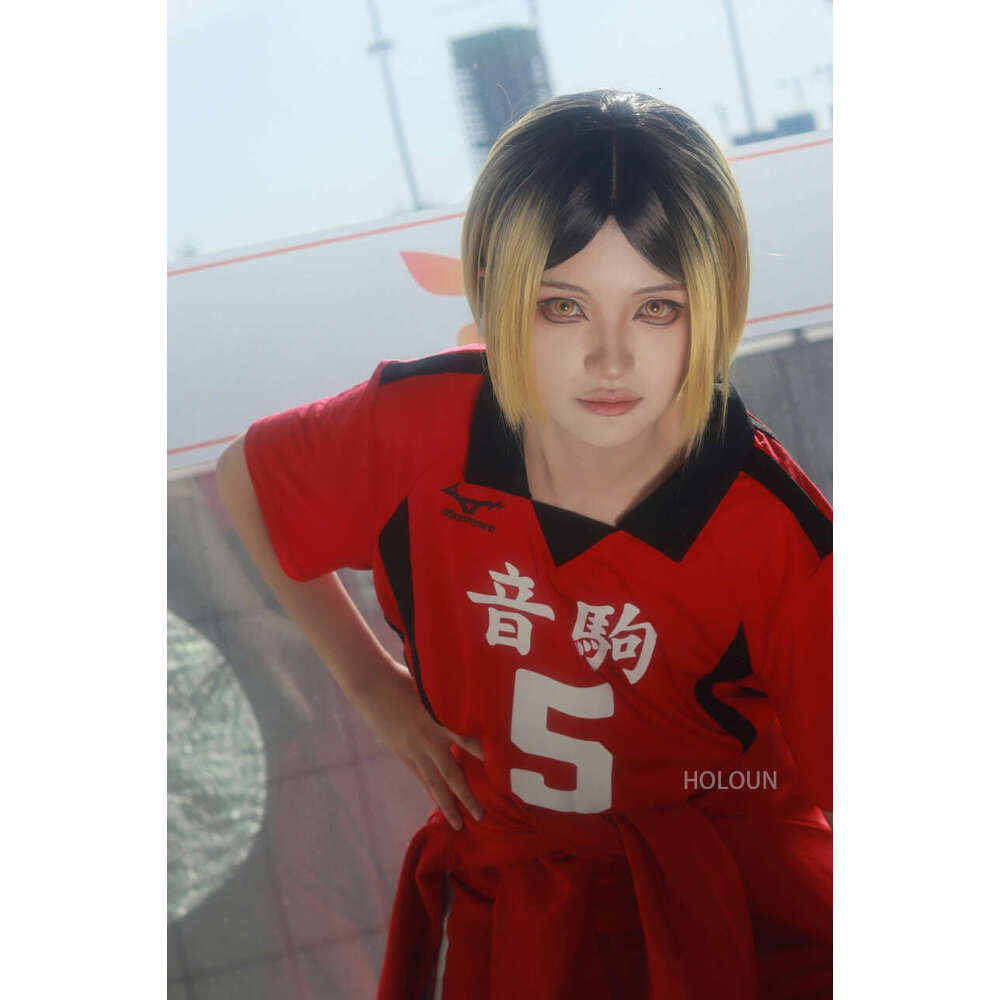 HOLOUN Haiky Anime Kozumekenma No.5 Cosplay Costume Jerseys Wig Nma High School Top Short Rose Net Synthetic Fiber