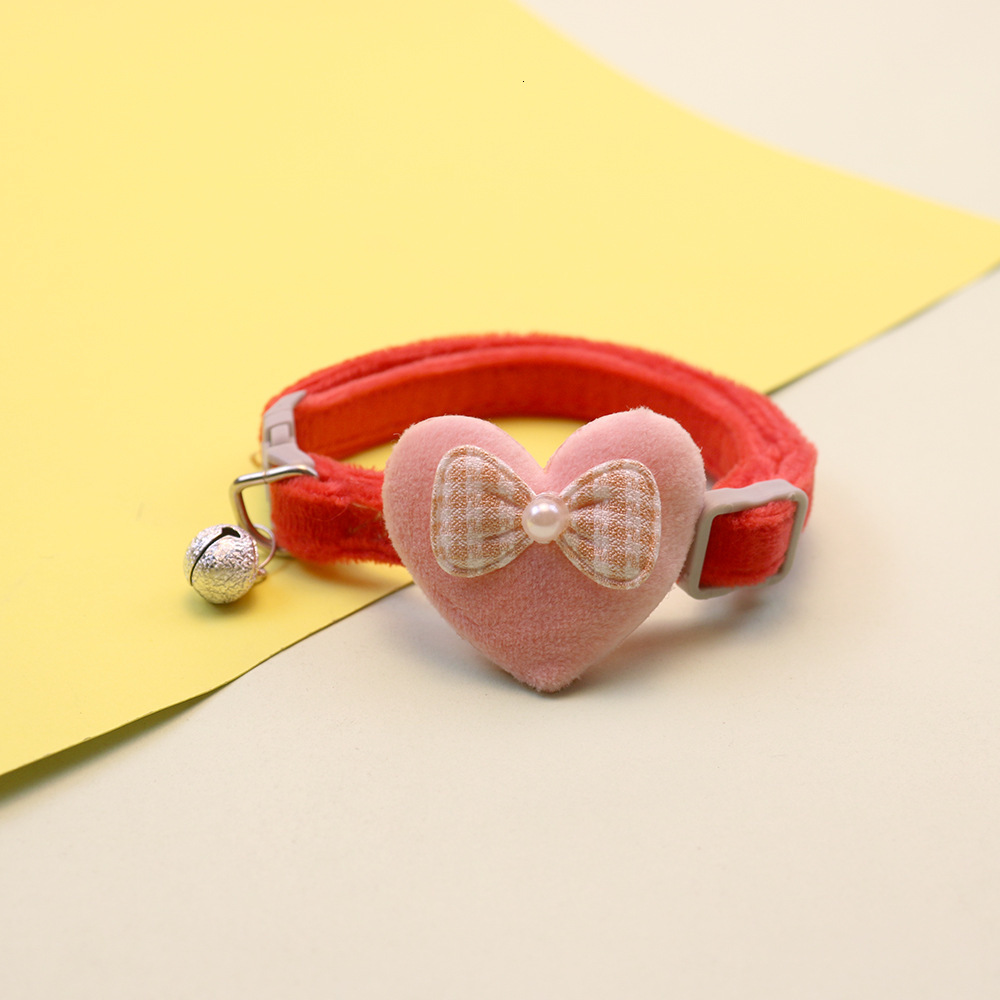 New Pet Cartoon Plush Cat Cute Bell Love Bow Small Dog Collar Jewelry