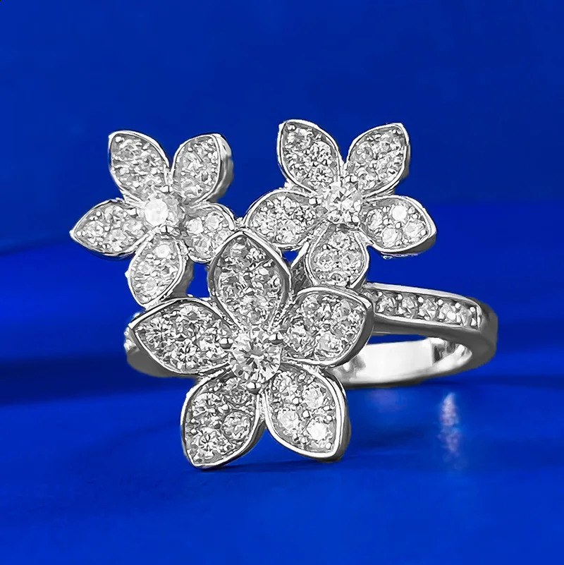 s925 Silver Flower Brocad Cluster Triple Wreath Womens European American French Fashion Edition 240914