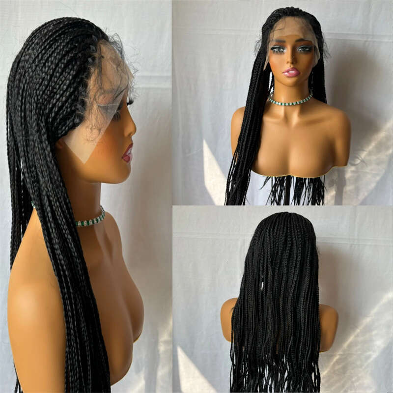 Synthetic HD Transparent Lace Front Braided Wig For Black Women Crochet Braid Braiding Hair Knotless Box Cornrow Braids Wigs