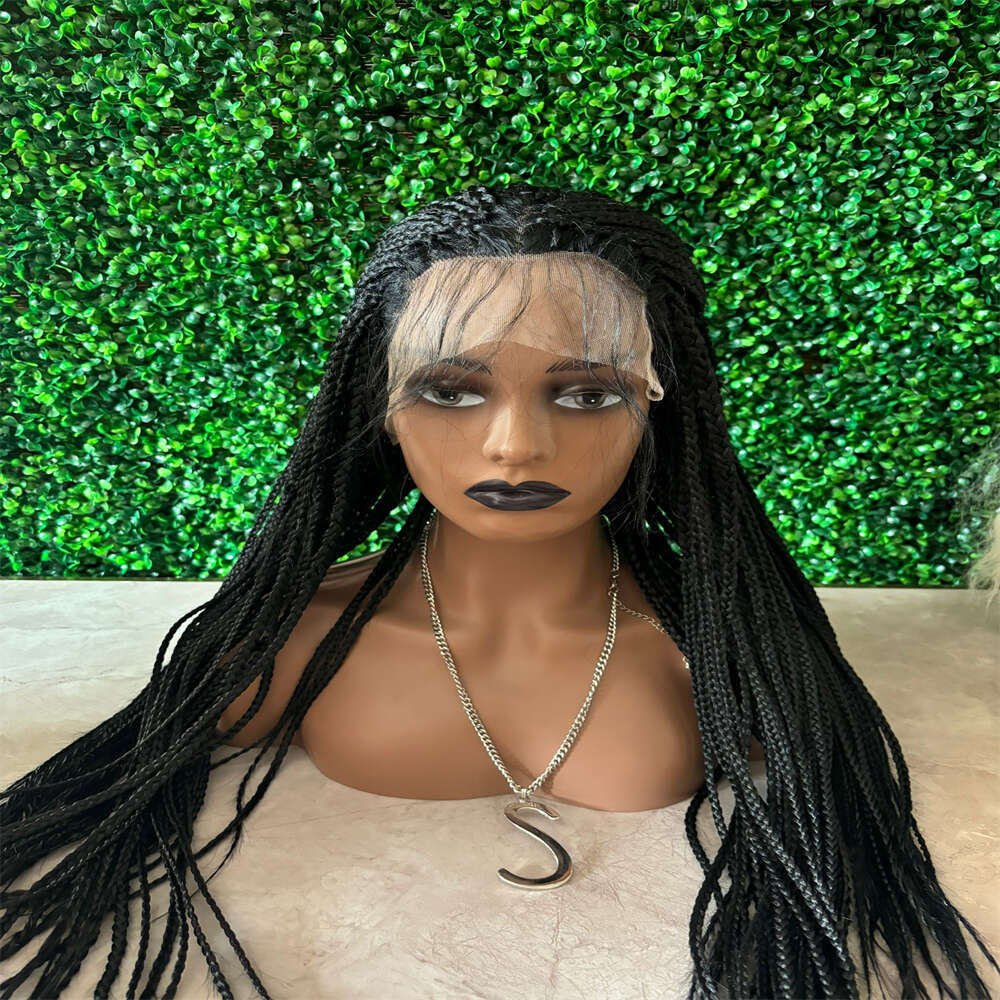 28 Inch Synthetic Full Lace Front Wigs For Black Women Long Square Knotless Box Braided Wig With Baby Hair