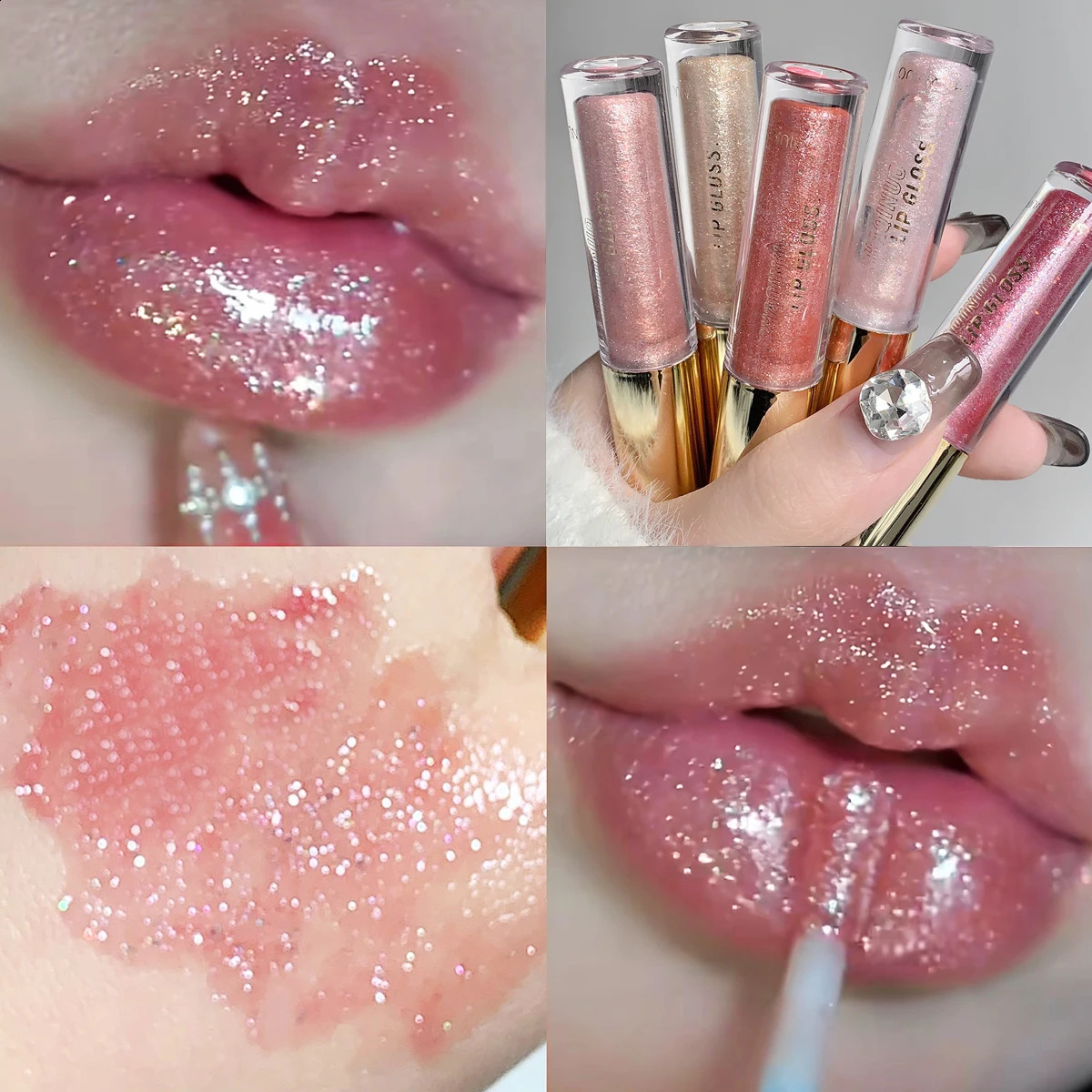 Moisturizing plump and sparkling lip gloss waterglossy mirror glaze moisturizing oil for pouty lips 240911