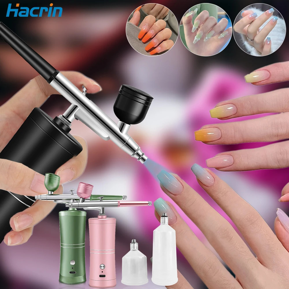 Spray gun nail portable mini air brush with compressor kit used for nail art processing craft pastry painting nano spray gun 350Kpa 240914
