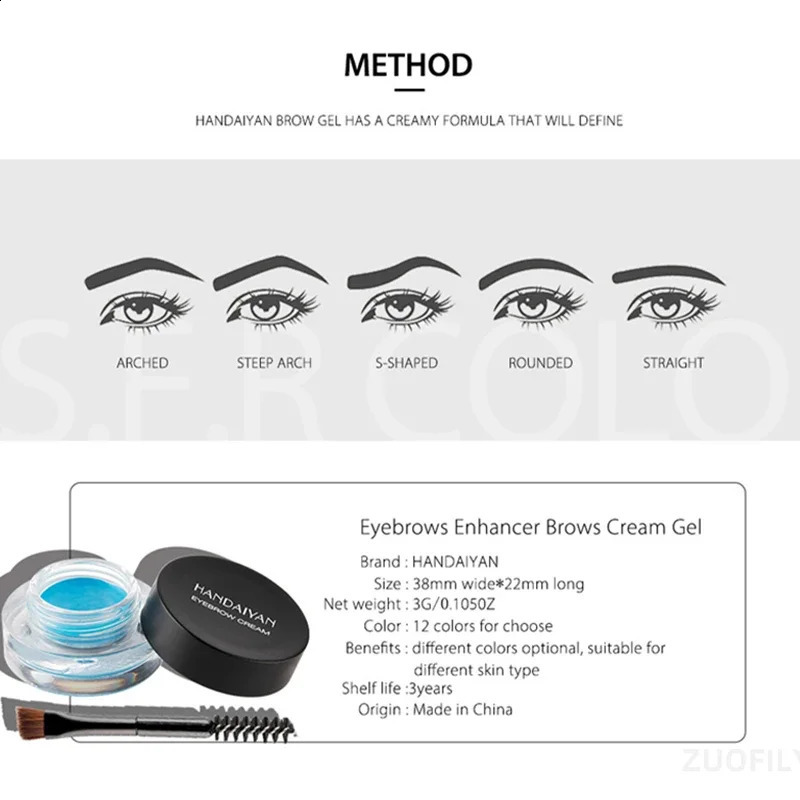 HANDAIYAN 12 Colors Eyebrow Gel Colorful Eyebrow Cream Eyebrow Dye Glue No Fading Waterproof Long Lasting Brow Makeup Cosmetics 240914