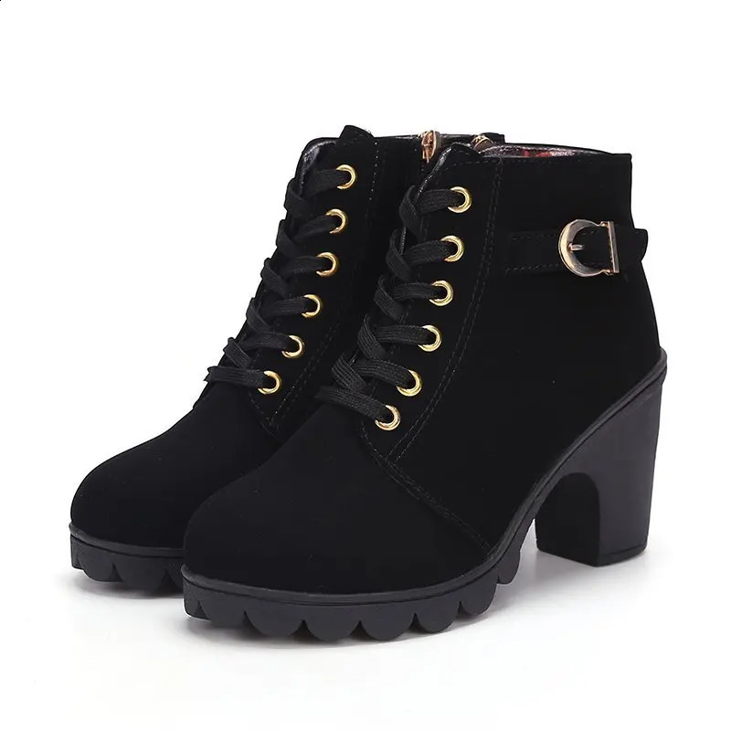 Womens High Heels Foot Boots Autumn Winter Boots Womens Fashion Womens Shoes Brown Black Short Boots Womens Botas De Mujer 240914