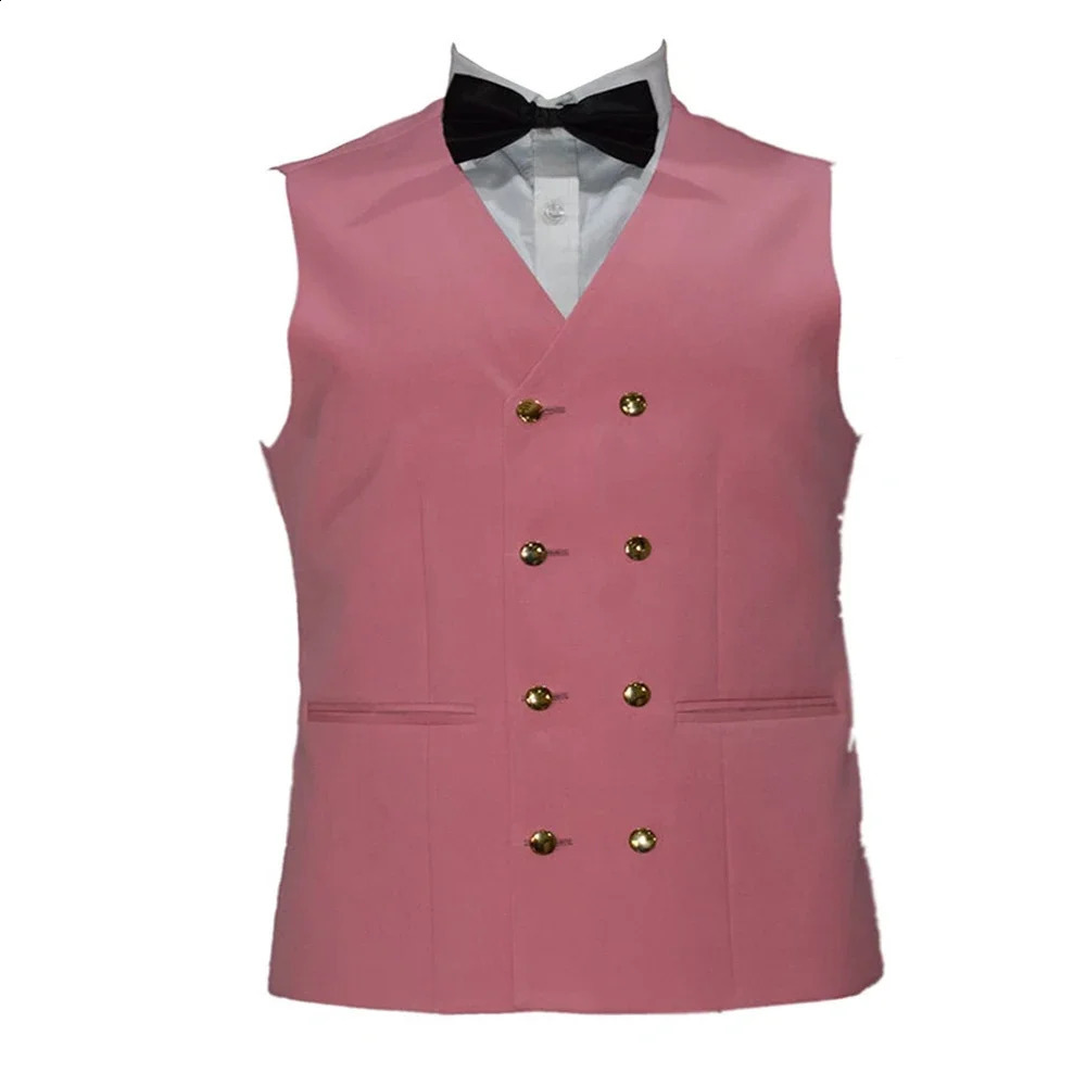 Men Suit Modern Fit Double Breasted Jacket Vest With Vintage Pants Pockets Tuxedos For Banquet Party Wedding 240914