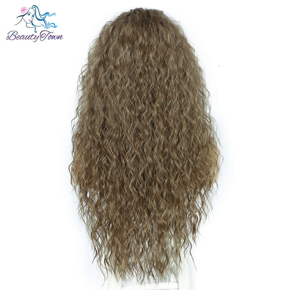 Dark Brown Synthetic Kinky Curly Lace Front Daily Party Cosplay Wigs For Women Grey Afro Wig Pelucas Para Mujeres Heat Res