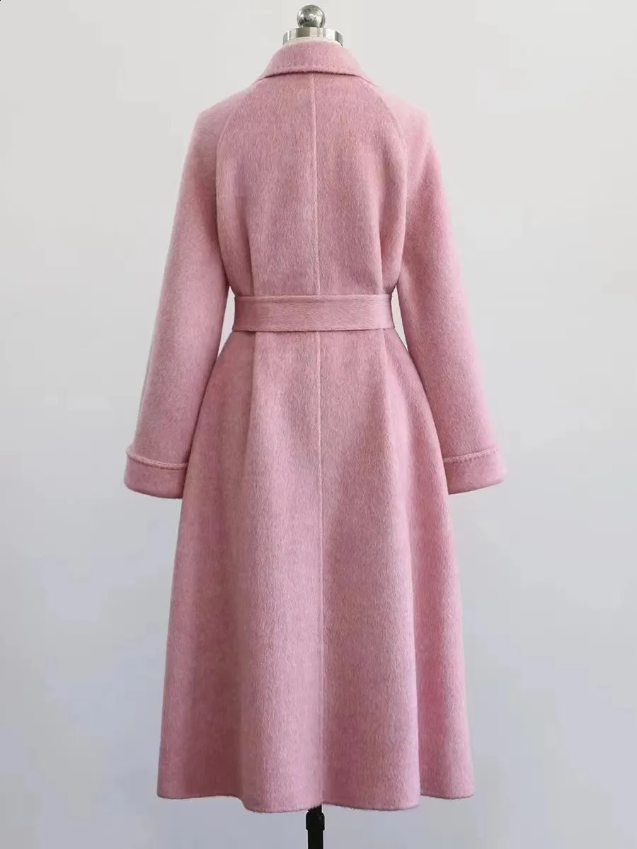 High-end Handmade Trench Coat Women Mulberry Silk Long Coat for Women Autumn Double-sided Wool Coats and Jackets Women 240911