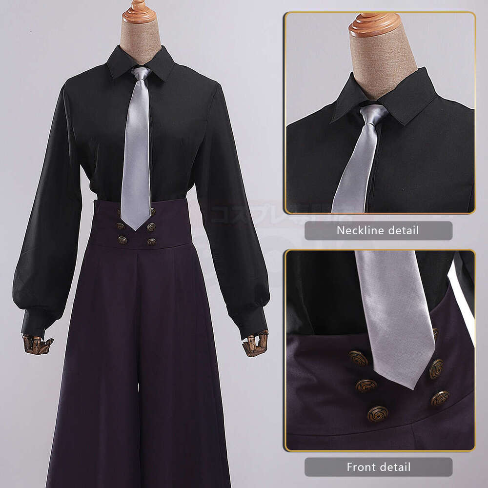 HOLOUN Jujutsu JJK Manga Anime Mei Cosplay Costume Black Shirt Purple Pants Tie Daily Wearing Gift