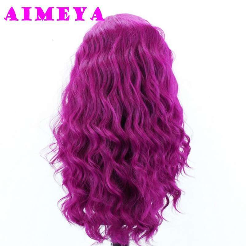 AIMEYA Rose Red Lace Front Synthetic Wig Hot Pink Long Body Wave Heat Resistant Natural Haire Daily Use Cosplay Wigs