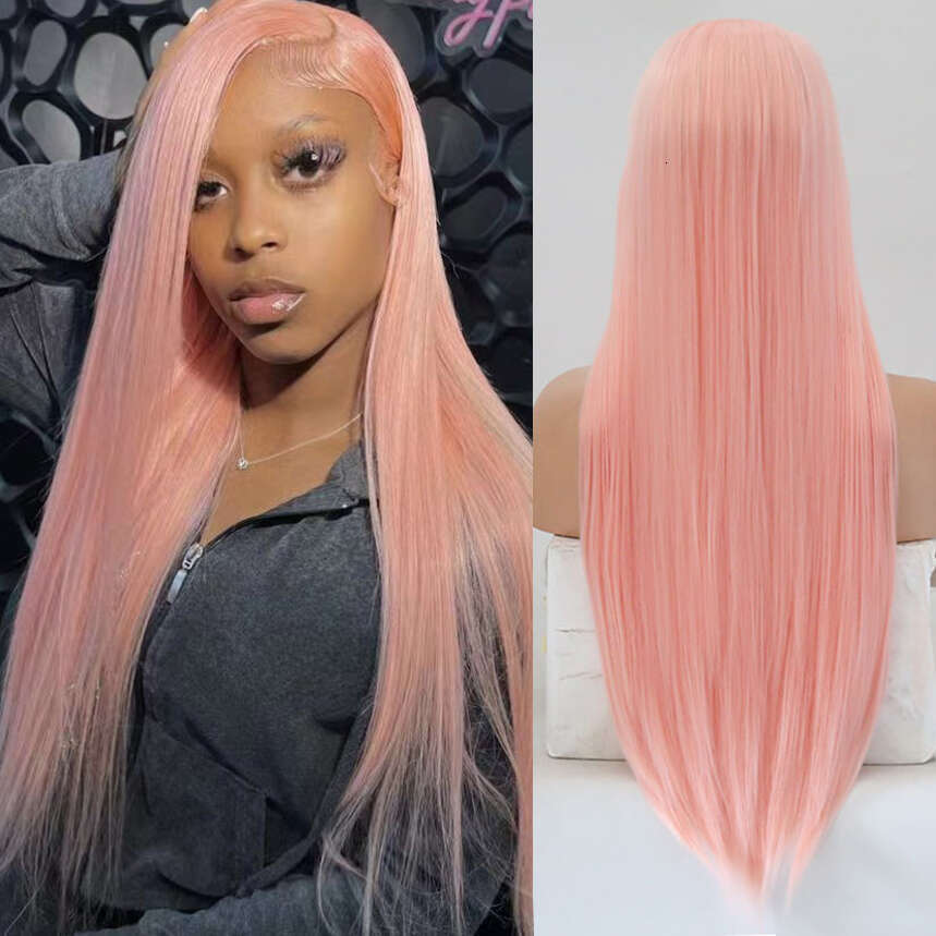AIMEYA Light Pink Wigs For Women Girls Lace Front Heat Resistant Synthetic Hair Daily Use Cosplay Party Wig