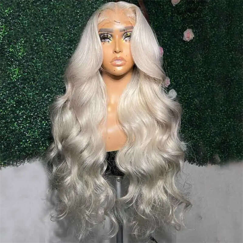 26 Inch White Ash Blonde Silky Straight Synthetic Lace Front Wig For Women With Babyhair Preplucked Glueless Dray Queen Cosplay