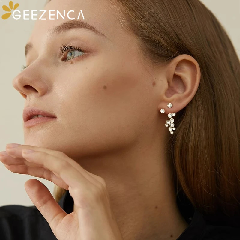 GEEZENCA 925 Sterling Silver 5A Zircons Stars Dangle Earrings For Women Original Chic Earring Fine Jewelry Gift 240914