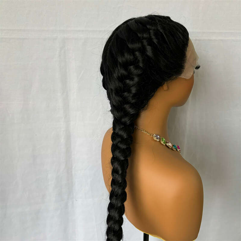 Synthetic Front 360 Lace Cornrow Braided Wigs With Baby Hair Knotless 30 Inches Braid Wig For Black Women