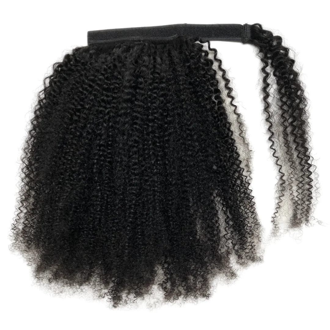4b 4c Afro Kinky Curly Drawstring Wrap Around Ponytail For black women 140g 1pcs ,4c afro clip in human hair extension