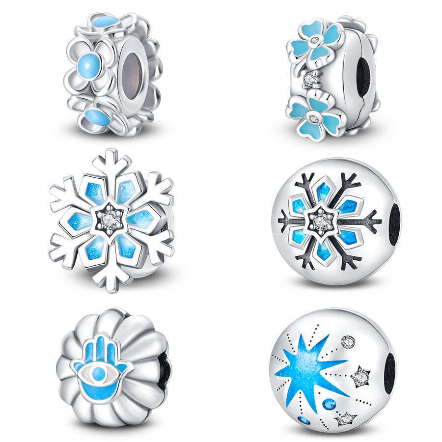 NOUVEAU 925 STERLING Silver Charm Fleur Snowflake Starlight Sécurité Boucle de boucle Fit Charms Silver 925 Bracelet Original Bijoux de bricolage