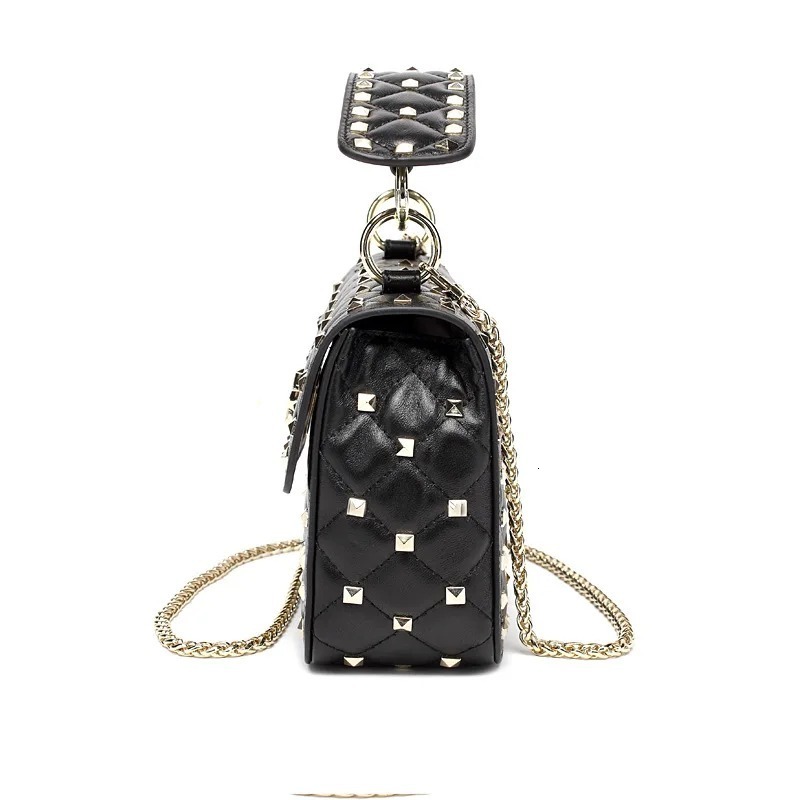 2025 New Fashion Women Sheepskin Leather Rivet Handbags Chain Bag Designer Shoulder Woman Messenger Bags Clutches 7fc9