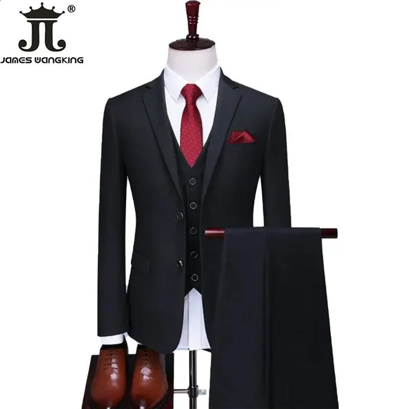 S-6XL Blazer Vest Pants High-end Solid Color Formal Business Office Suit Three-piece Set Groom Wedding Show Dress Party 250214