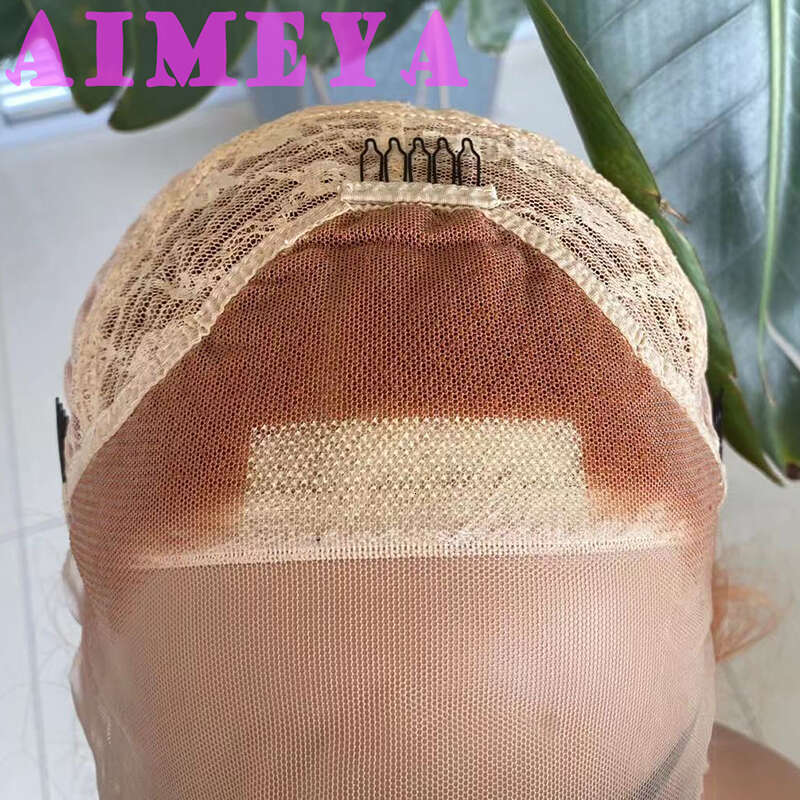 AIMEYA Orange With Blonde Highlights Front Wigs For Women Heat Resistant Hair Long Wave Synthetic Lace Wig