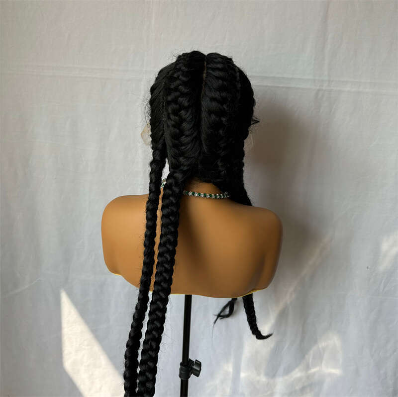 30 Inches Long Synthetic Braided Wigs Lace Front Dutch Four Cornrow Braids Wig With Baby Hair For Black Women