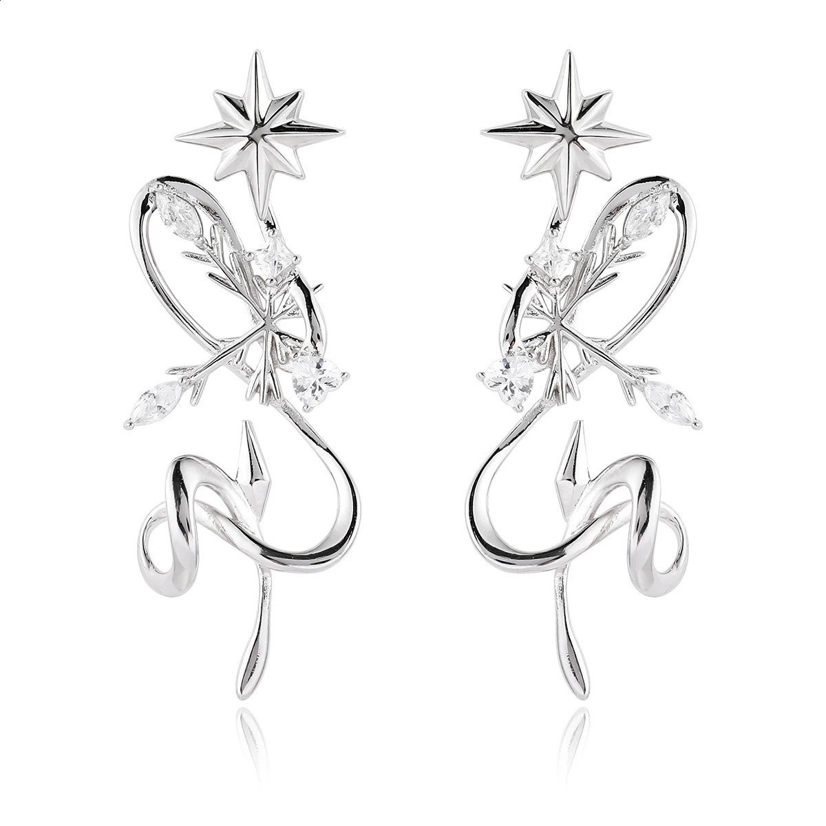 HAIKE S925 Sterling Silver Earrings Original Snowy Star Earpin A Two Wear Exquisite Fashion Elegant Girl 2024 Woman 240914