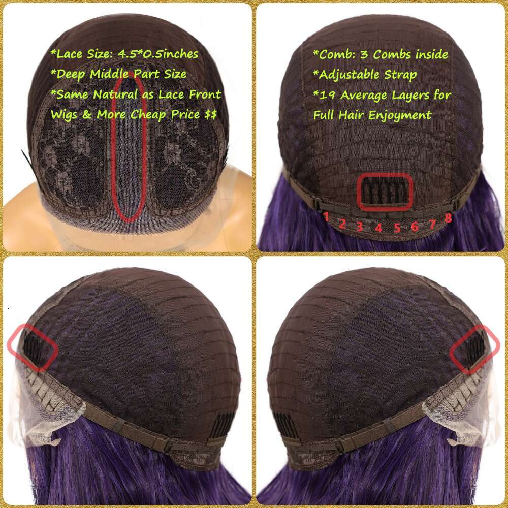 Long Wavy Purple Synthetic Lace Wigs For Women Daily Makeup Cosplay Party Wedding Heat Resistant Fiber Natural Looking Hair 2021