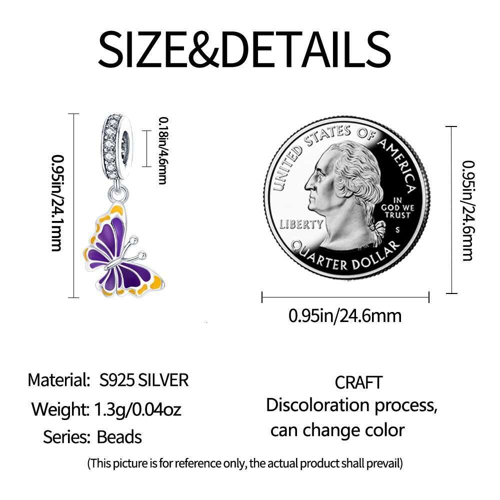 New 925 Sterling Silver Charm Colorful Butterfly Pendant Fit Charms Silver 925 Original Bracelet DIY Jewelry Making For women Gifts