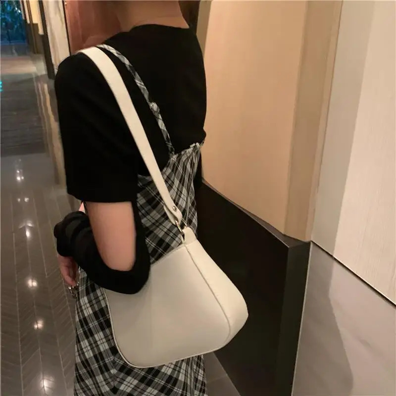 Womens Fashion Small Clutch Handbags Retro Solid Color PU Leather Shoulder Underarm Bag Casual Ladies Daily Hobos Purse 240914