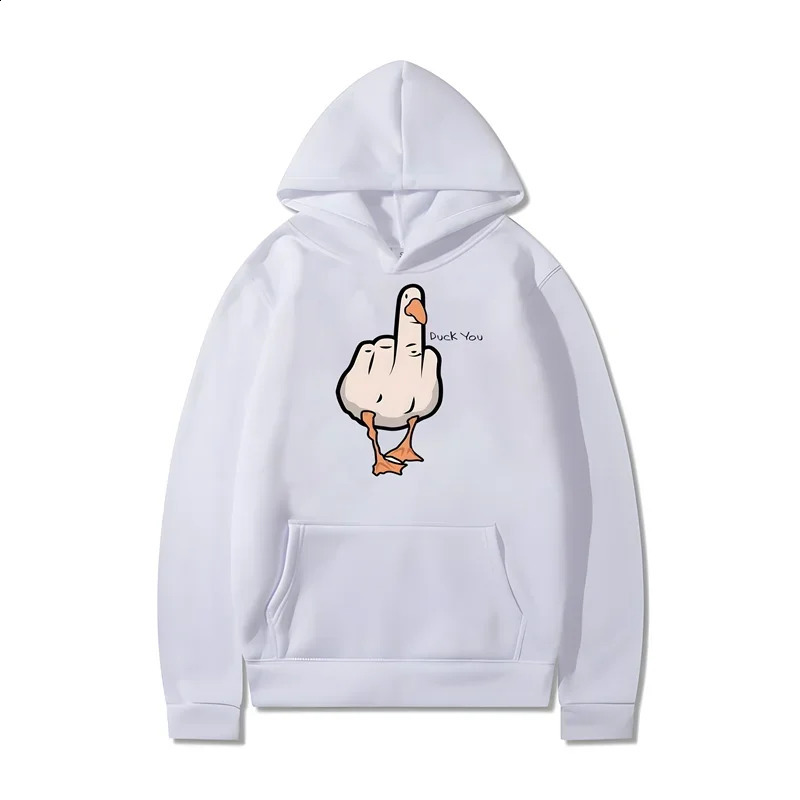 Fun Duck Print Cotton Hoodie Hip Hop Harajuku Y2K Sweatshirt Fashion Casual Loose Oversized Pullover Clothing For Men And Women 240910