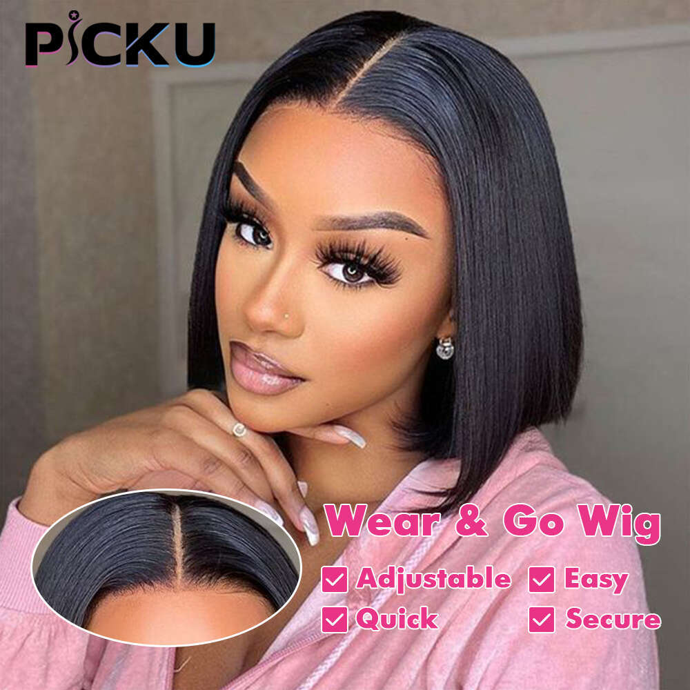 Wear And Go Bone Straight Bob Front Human Hair For Women 4X6 HD Lace Closure Glueless Wig Short Wigs