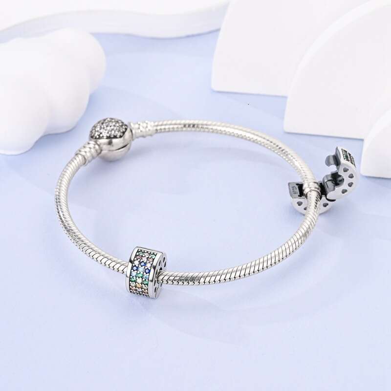 New 925 Sterling Silver Charm Pave diamond beads Fit Charms Silver 925 Original Bracelet DIY Jewelry Making For women Gifts
