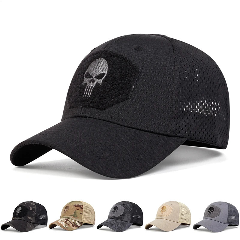 Unisex Skull Embroidery Lable Breathable Baseball Caps Spring and Autumn Outdoor Adjustable Casual Hat Sunscreen 240906