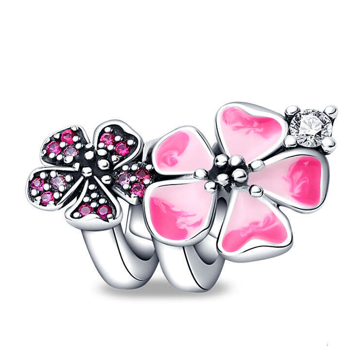 New 925 Sterling Silver Charm Hope Flower Autumn Pink Flowers pendant beads Fit Charms Silver 925 Original Bracelet DIY Jewelry Making For women Gifts