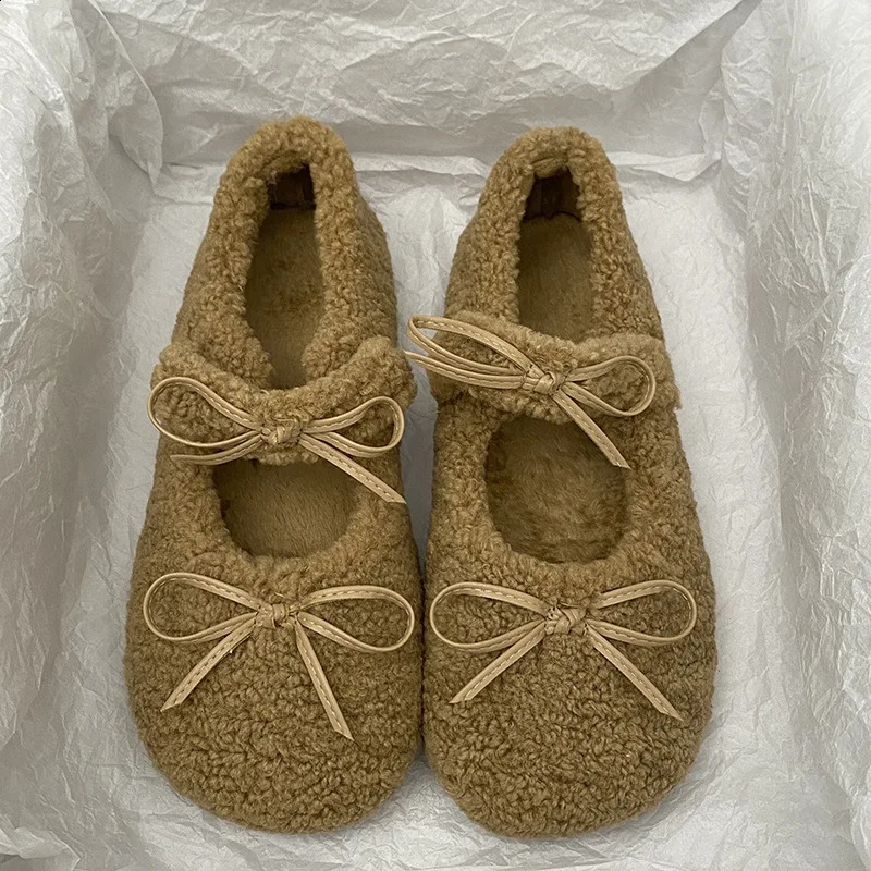 Loafers Fur Winter Shoes Womens Round Toes Modis Casual Womens Sports Shoes Apartment Autumn Full Match Shallow Mouth 2024 Dress Autumn F 240914