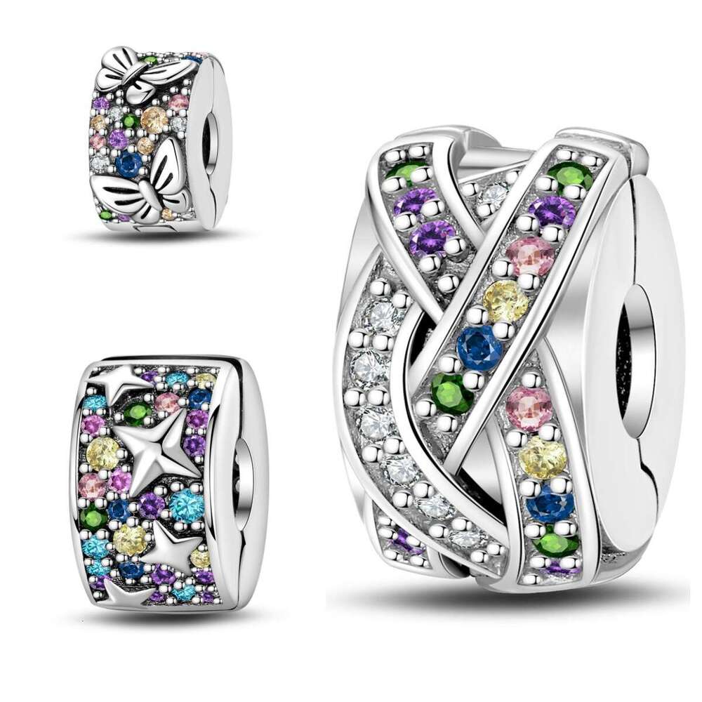 New 925 Sterling Silver Charm Safe colored stone butterfly buckle beads Fit Charms Silver 925 Original Bracelet DIY Jewelry Making For women Gifts